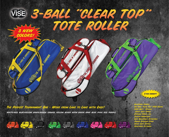 Vise 3 Ball Tote Roller Bowling Bag - Black